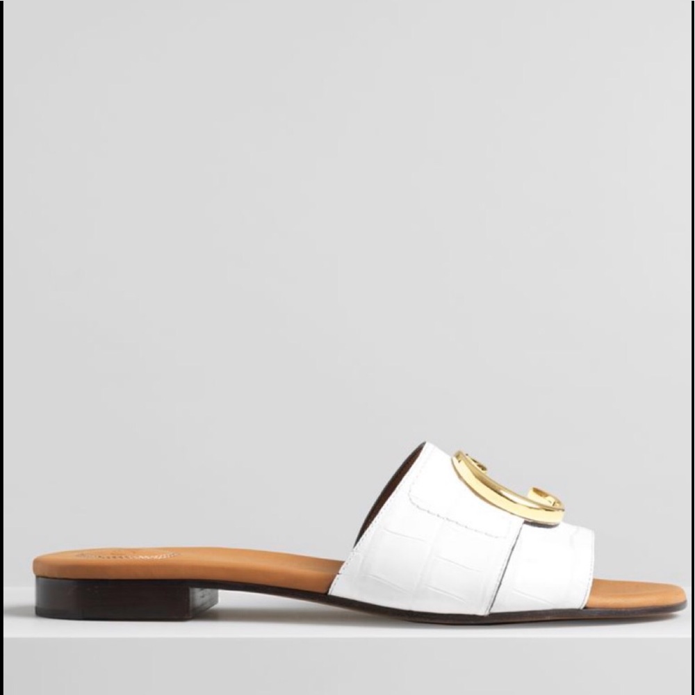 CHLOE NEW COLLECTION White C Flats AUTHENTIC - Picture 4 of 8